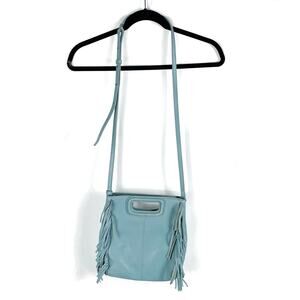 Maje Bleu M Bag Fringe Crossbody Leather Mini Detachable Shoulder Strap‎